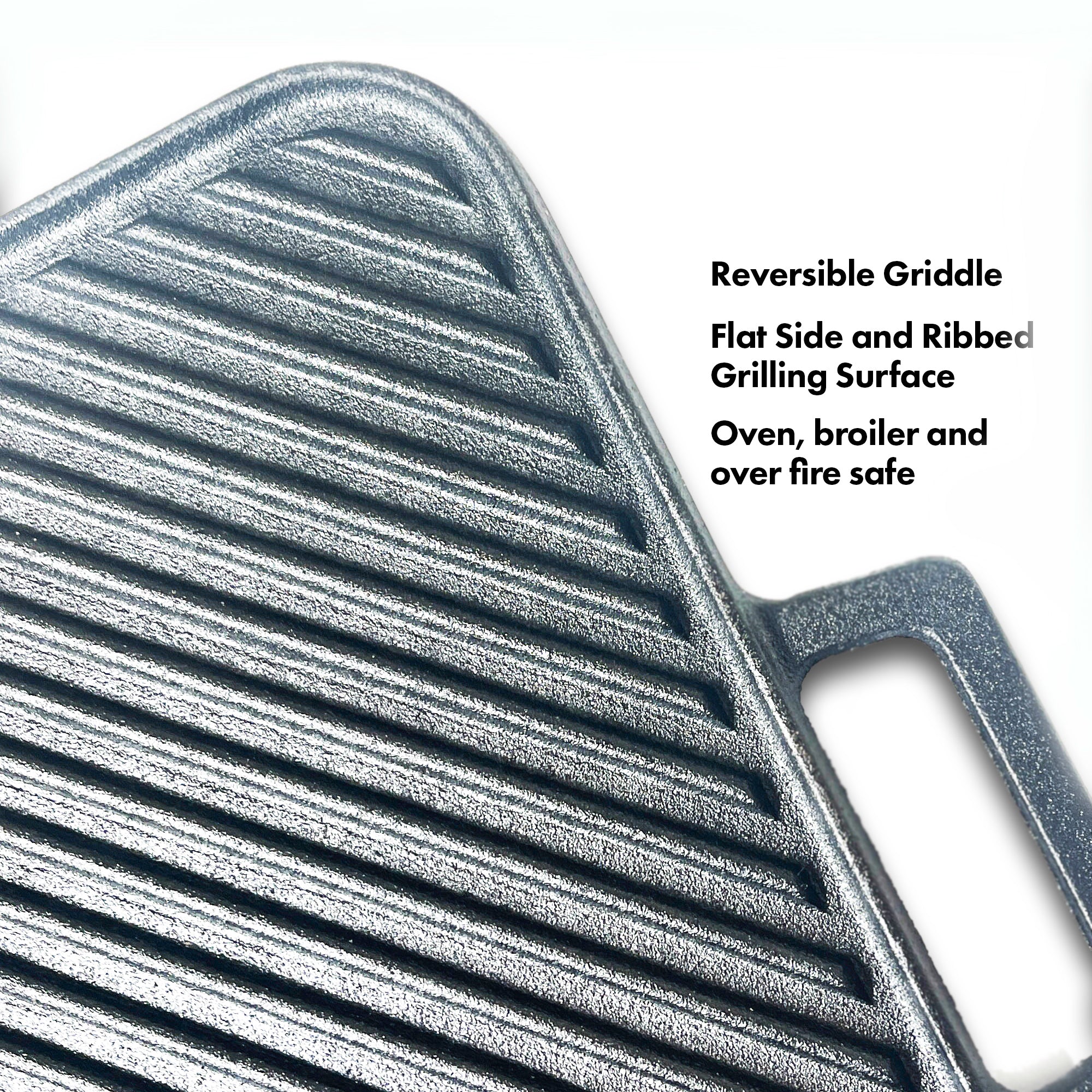 Reversible Cast Iron Grill Griddle Pan Ribbed/Flat Hamburger Stove