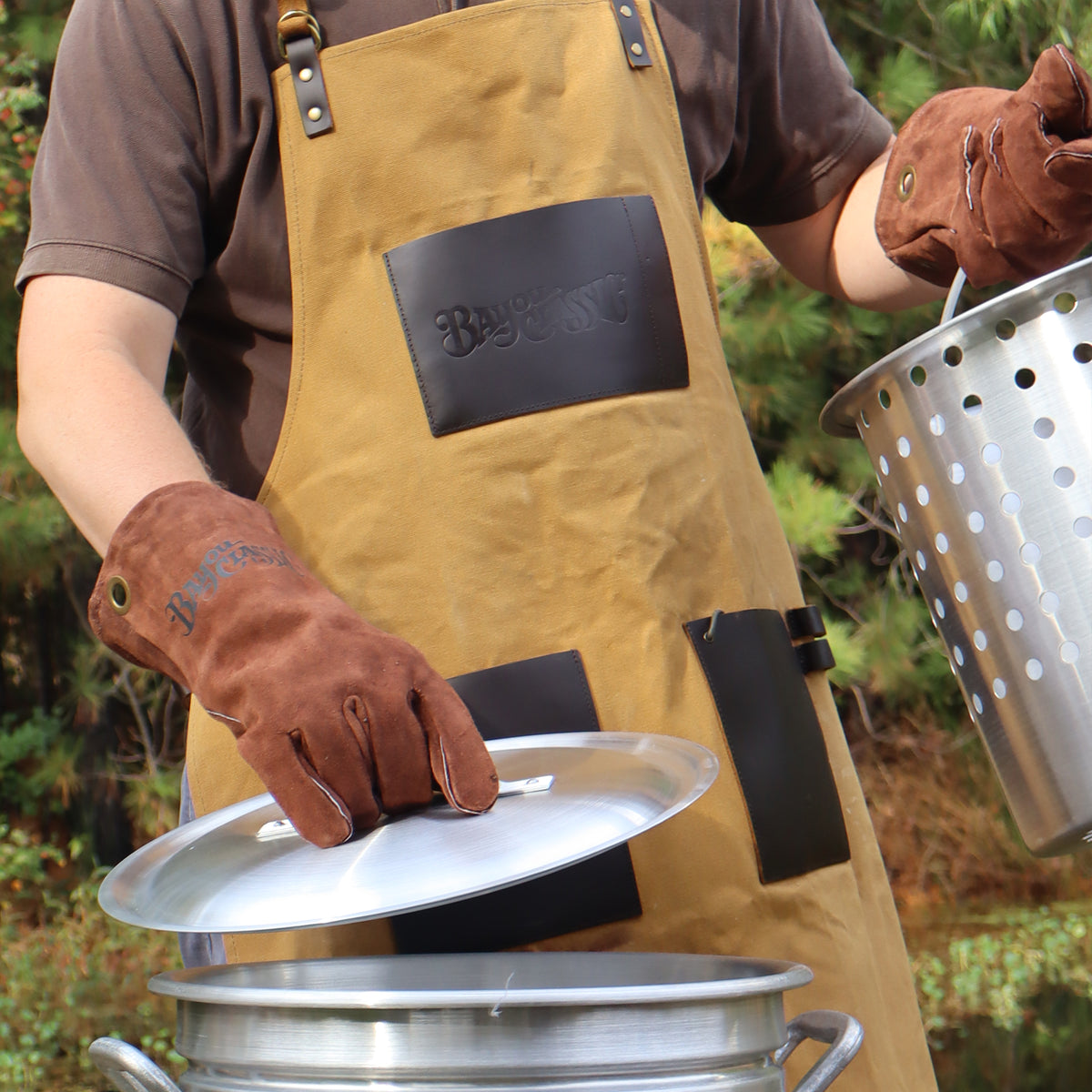 Brown Leather Gloves - PAIR