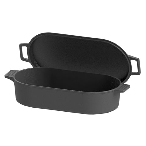 6-qt Cast Iron Oval Fryer w/ Griddle Lid